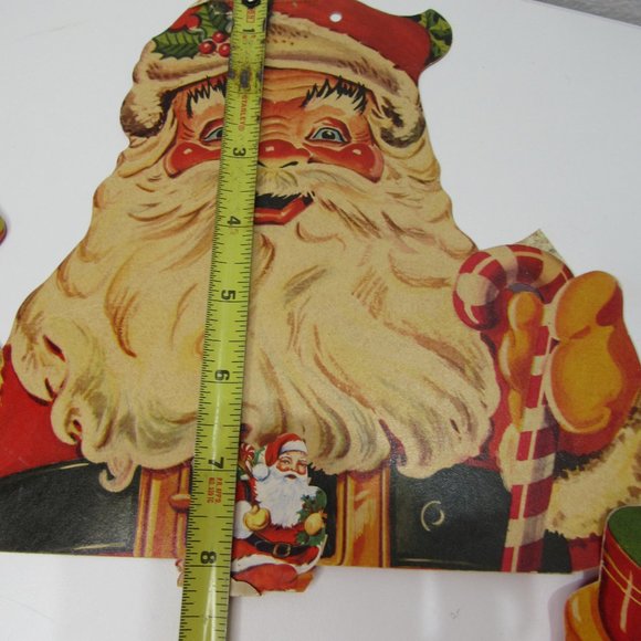 lot 3 Vintage Christmas Sears Happi Time Toy Town Santa Cardboard Display - Picture 5 of 8